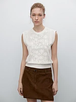 Sleeveless top with lace detail