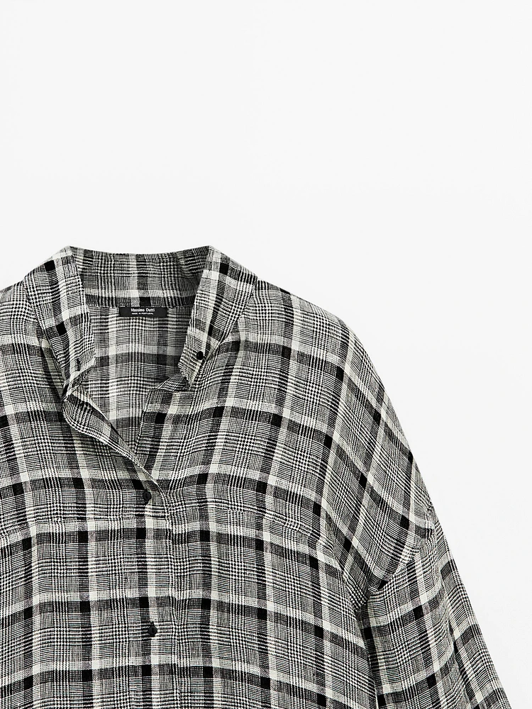100% linen check shirt