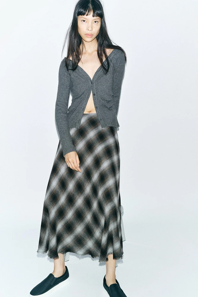 CHECKERED MIDI SKIRT ZW COLLECTION