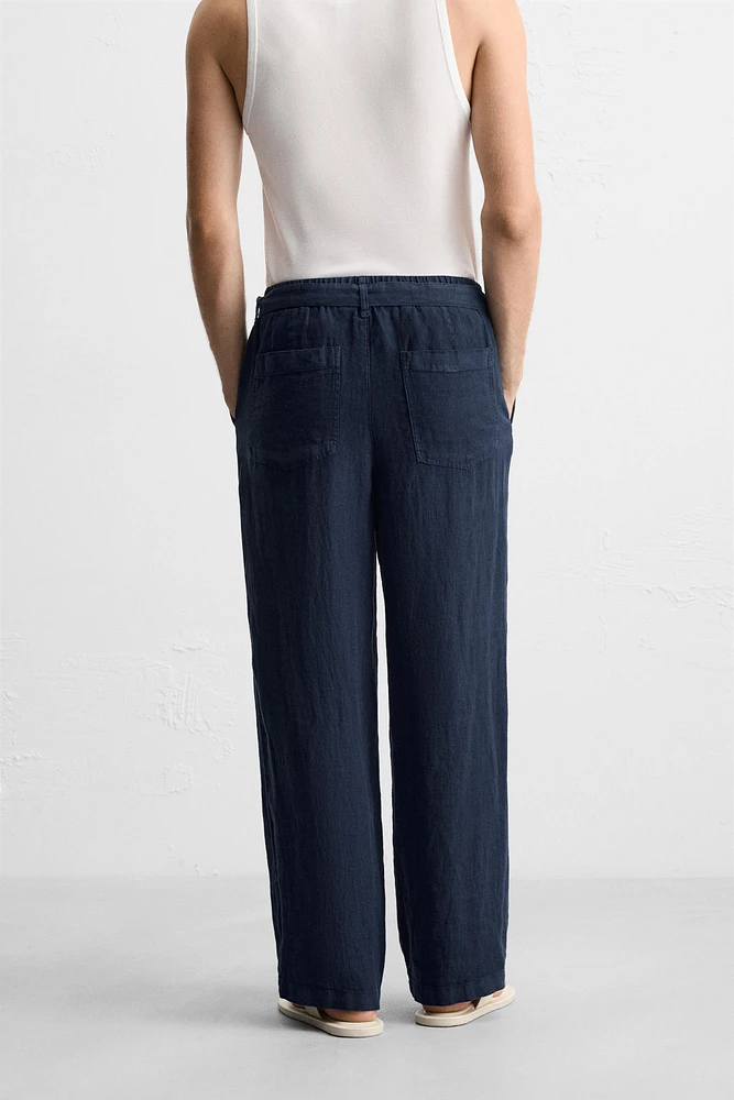 PANTALON 100 % LIN CEINTURE