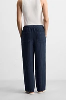 PANTALON 100 % LIN CEINTURE