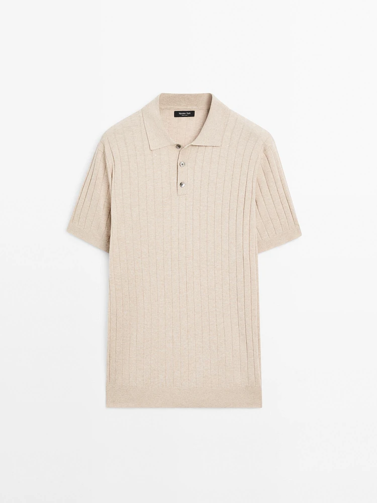 Polo en maille côtelée