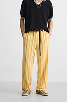 PANTALON RAYÉ VISCOSE ET LIN