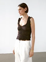 Creased-effect cotton top
