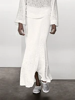 Jupe midi en maille de coton mélangé