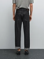 Tapered fit cotton selvedge jeans