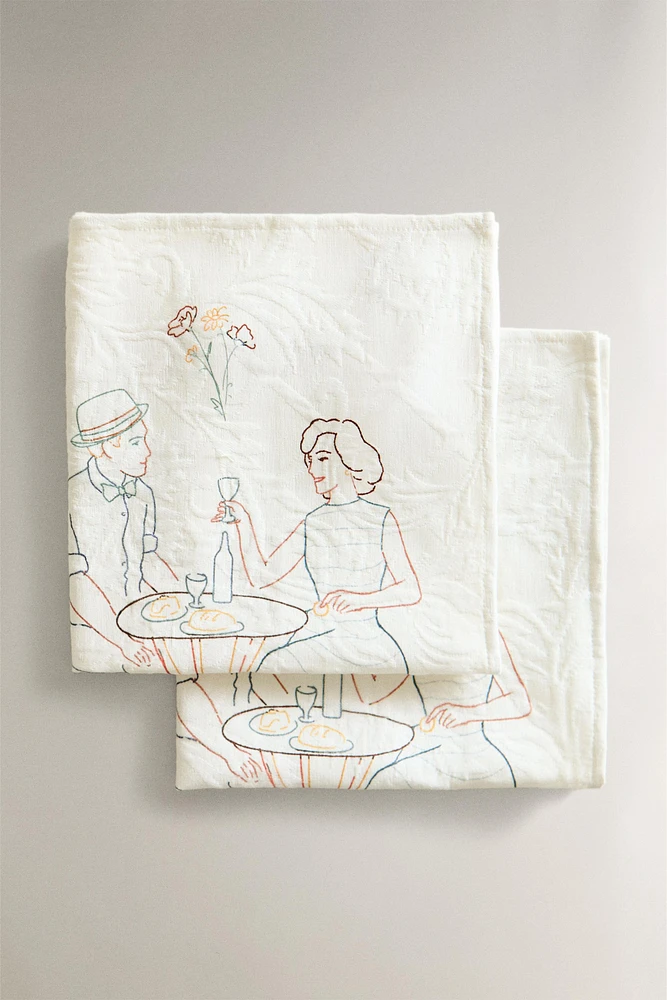 LOT SERVIETTES DE TABLE COTON TOILE DE JOUY (LOT DE 2)
