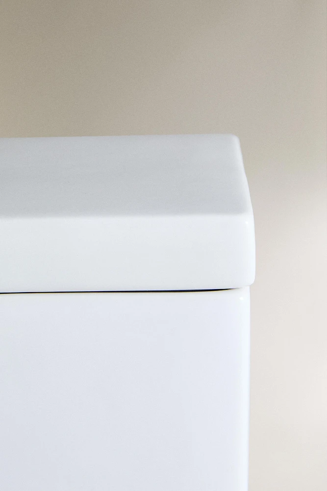 WHITE EARTHENWARE BATHROOM STORAGE JAR