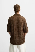 TEXTURED KNIT DISTRESSED SHIRT