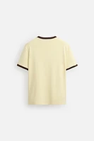 CONTRAST TEXT RIBBED T-SHIRT