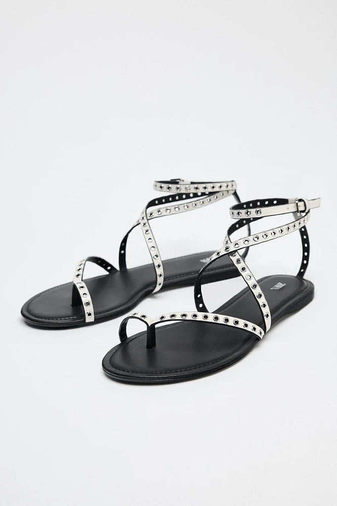 STUDDED FLAT SANDALS