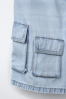 BERMUDA EN DENIM CARGO FLUIDE