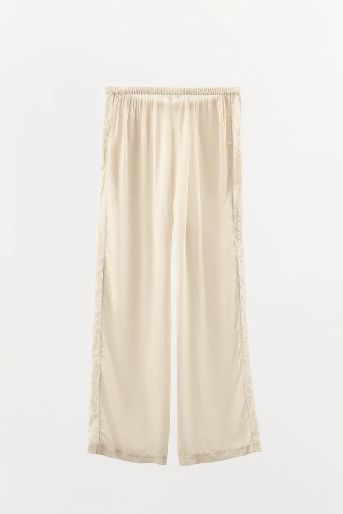 PANTALON SATINÉ AVEC DENTELLE