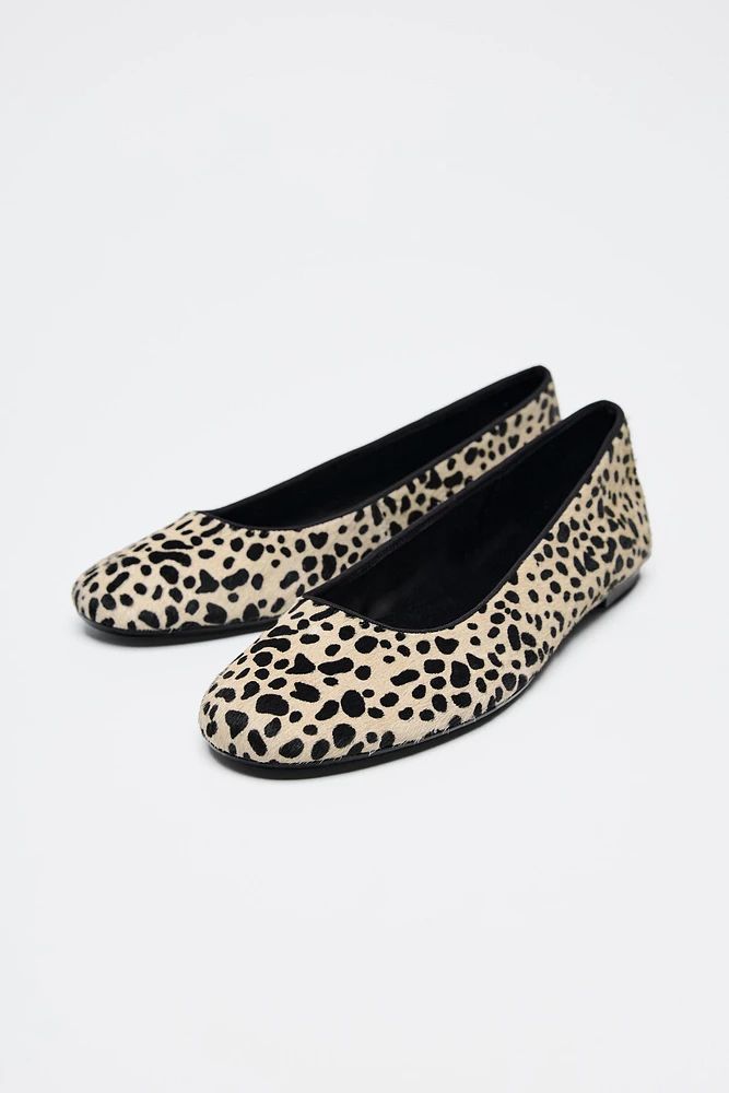 ANIMAL PRINT FAUX FUR BALLERINAS