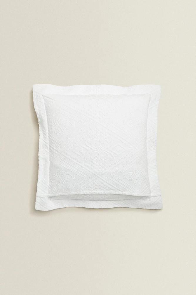 COTTON THROW PILLOW COVER WITH A GEOMETRIC DESIGN