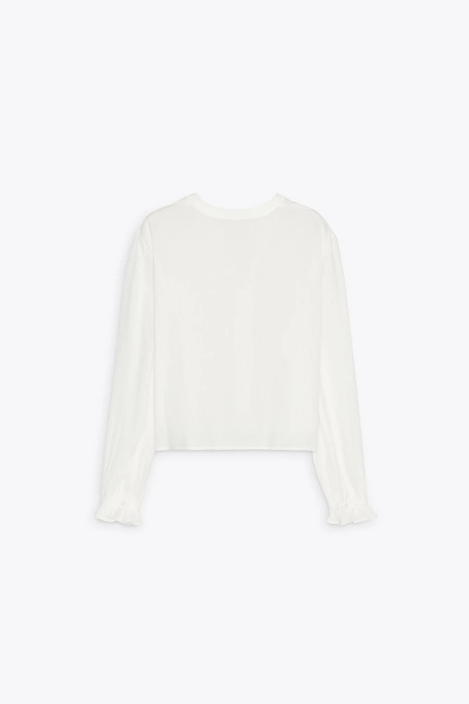 SHORT EMBROIDERED EYELET BLOUSE
