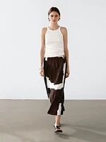 Printed midi skirt with fabric detail
