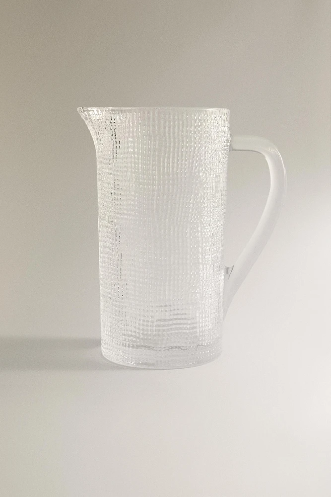 RAISED DESIGN GLASS PITCHER