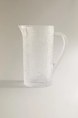 RAISED DESIGN GLASS PITCHER
