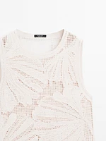 Top en crochet ajouré à fleurs