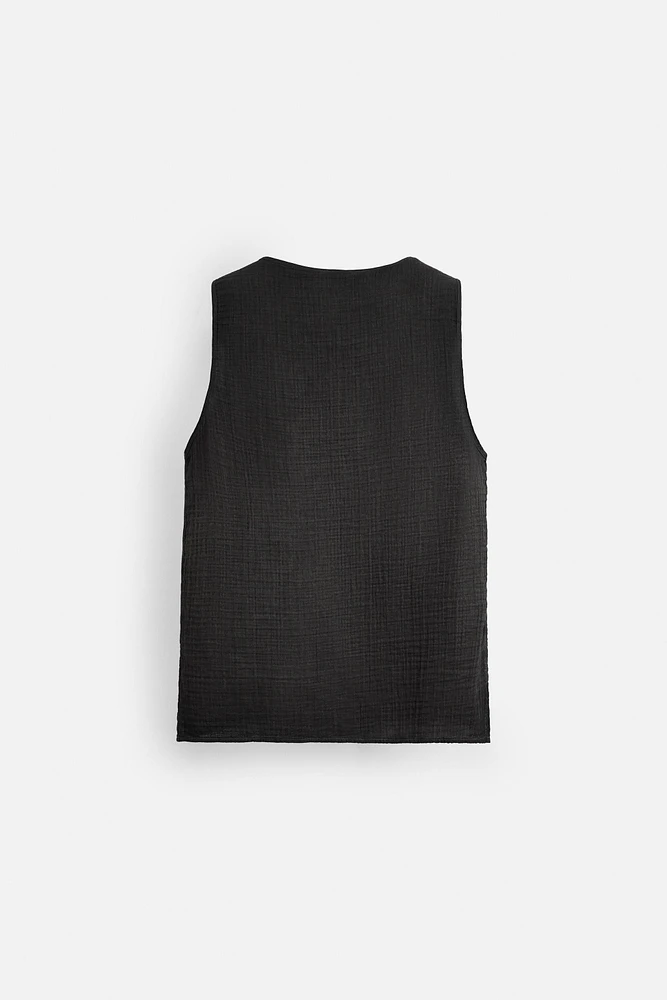 CRINKLED EFFECT TANK TOP