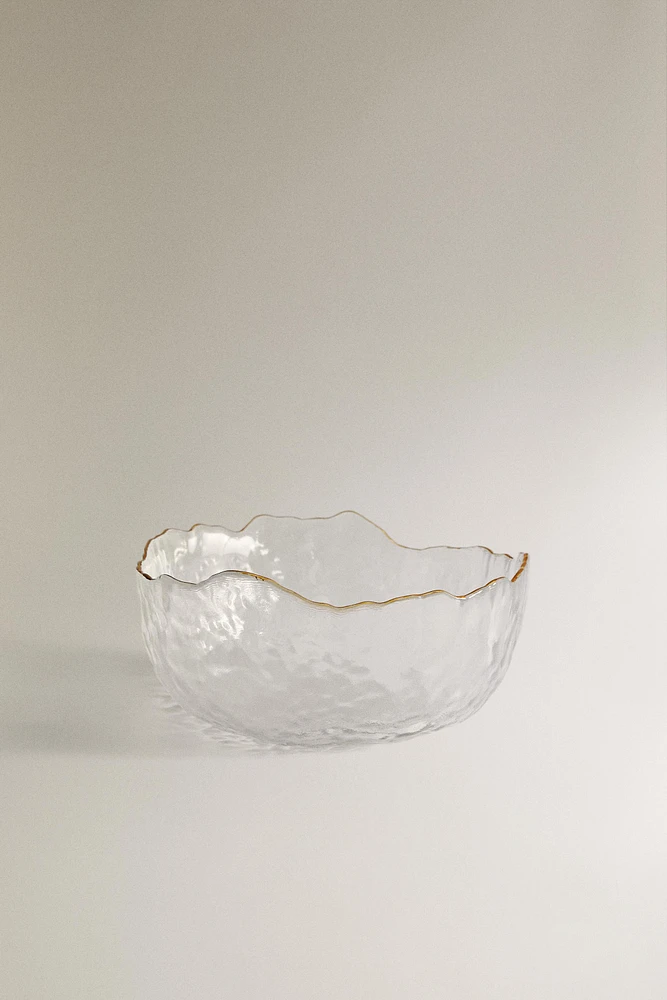 GLASS SALAD BOWL WITH RIM