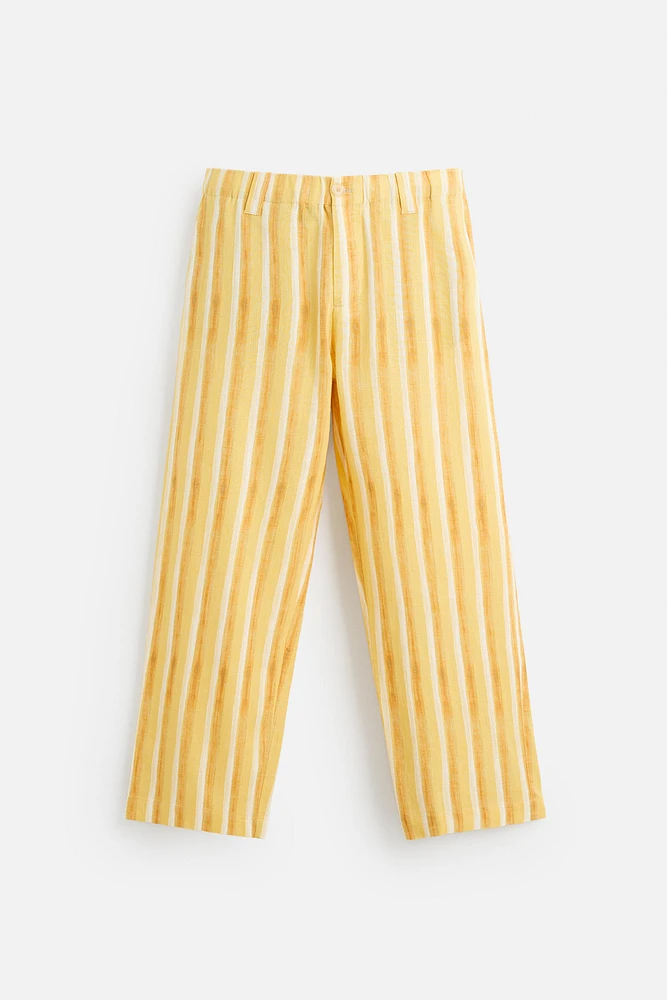 PANTALON RAYÉ VISCOSE ET LIN