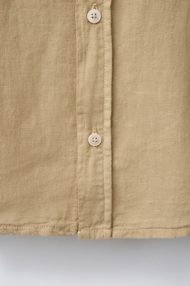 LINEN COTTON MANDARIN COLLAR SHIRT