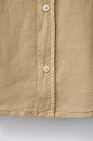 LINEN COTTON MANDARIN COLLAR SHIRT
