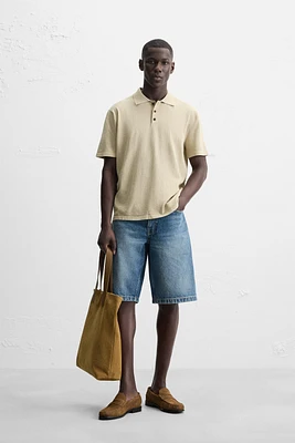 KNIT POLO SHIRT WITH LINEN