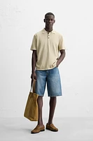 KNIT POLO SHIRT WITH LINEN