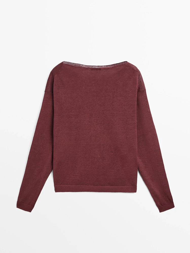 Pull col bateau 100 % lin