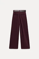 DOUBLE PLEAT BELTED PANTS