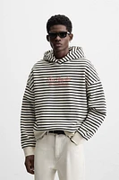 TEXT PRINT STRIPED SWEATSHIRT