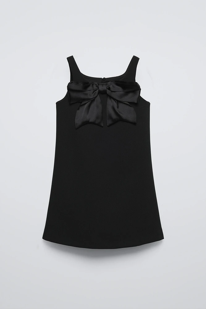 SATIN EFFECT BOW DRESS