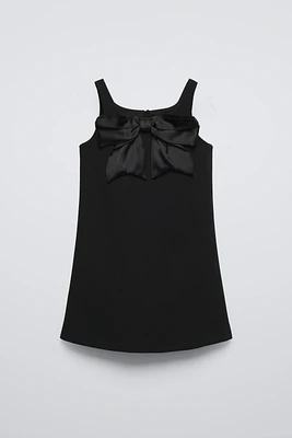 SATIN EFFECT BOW DRESS