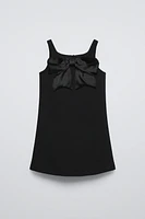 SATIN EFFECT BOW DRESS