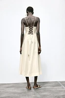 ROBE MIDI AVEC LIN BRETELLES FANTAISIE