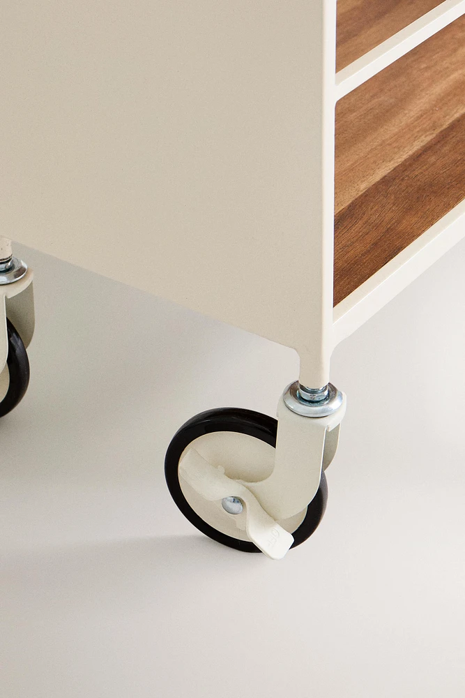 METAL AND WOOD STORAGE CART