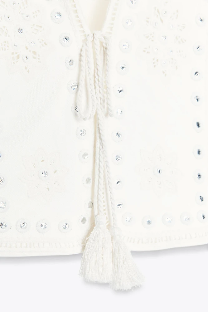 TOP GILET BRODÉ AVEC MIROIRS