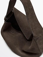 Split suede shoulder bag