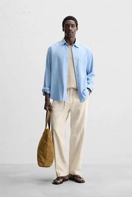 PANTALON COTON ET LIN BRODÉ PERFORÉ