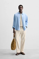 PANTALON COTON ET LIN BRODÉ PERFORÉ