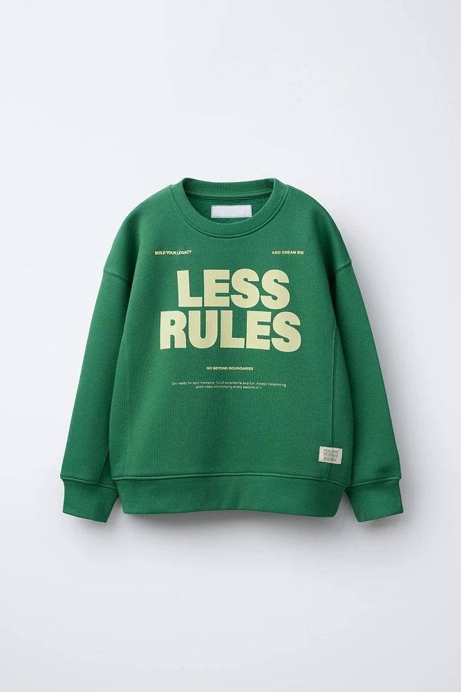 PLUSH SWEATSHIRT WITH TEXT