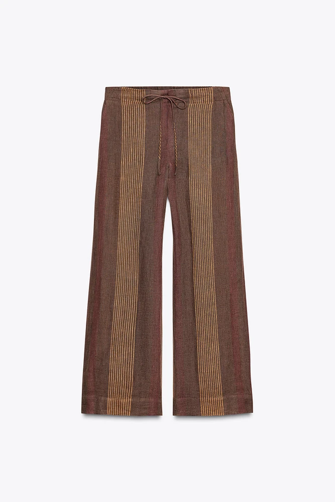 PANTALON RAYÉ 100 % LIN ZW COLLECTION