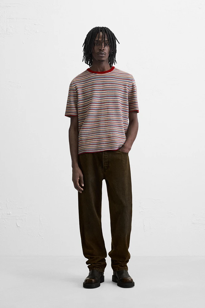 STRIPED KNIT T-SHIRT