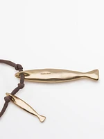 Silk cord necklace with fish