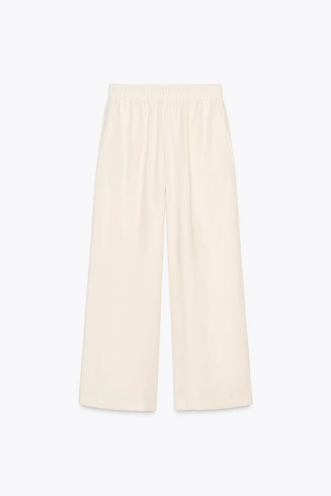 ELASTIC WAIST WIDE LEG PANTS