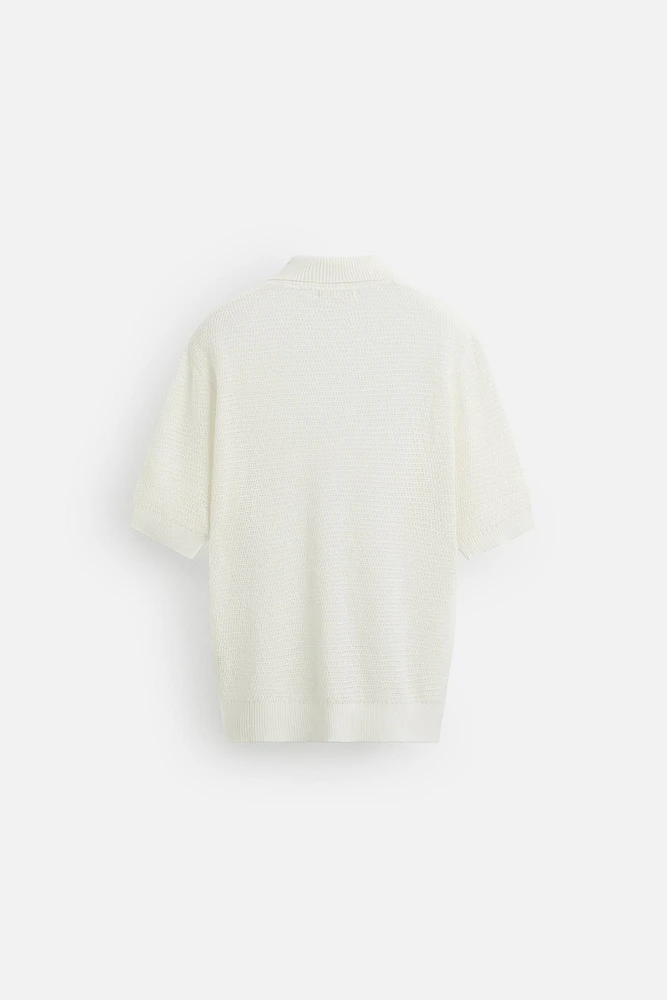POLO EN MAILLE TEXTURÉE OUVERTE