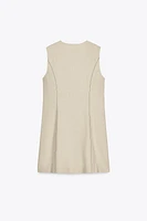 LINEN MINI DRESS WITH TOPSTITCHING